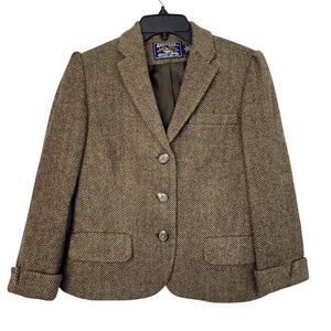 Vintage Womens Houndstooth Wool Blazer Jacket Size 4 Preppy Old Money Career
